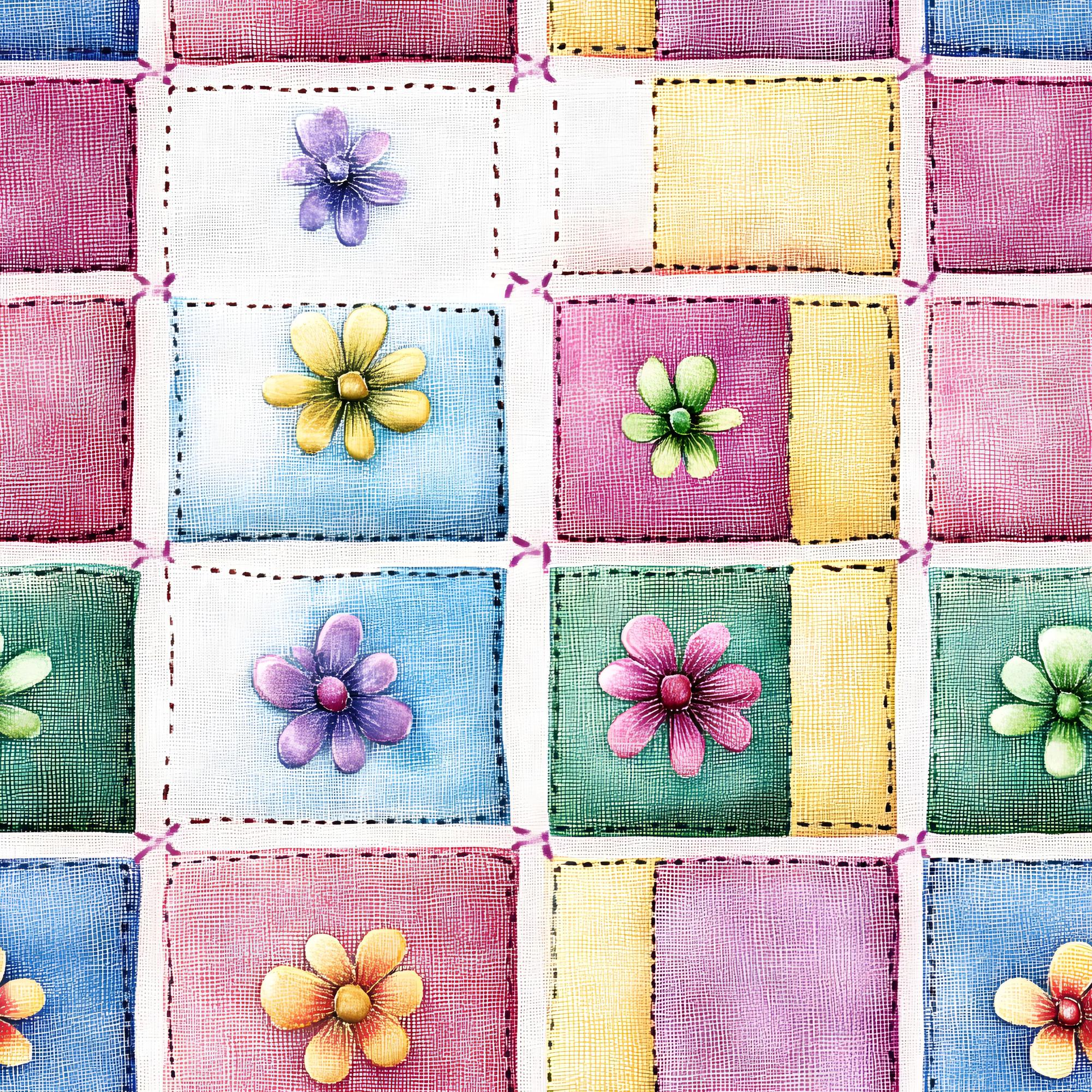 Kolorowy patchwork haftowany ręcznie